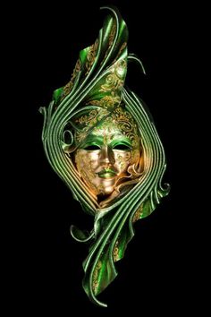 Viridis Viridis authentic venetian mask in papier mache with leather. Handcrafted according to the original Venice carnival tradition. Manufactured in Venice by the famous venetian masters. Each item is provided with certificate of authenticity. H48 x W19cm Venice Carnival Costumes, Venetian Carnival Masks, Ceramic Mask, Carnival Of Venice, Venetian Masquerade, Venice Carnival, Wall Mask, Venetian Masks, Venetian Mask