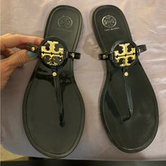 Size 10 Black Classic Gold Metal Detail Worn Once Box Included Dust Bag Too Originally $145 Tory Burch Sandals Black, Tory Burch Sandals, Metal Detail, Classic Gold, Designer Sandals, Square Nails, Sandals Black, Tory Burch Shoes, Thong Sandals