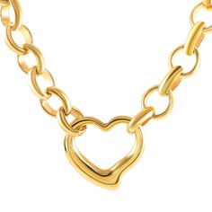 PRICES MAY VARY. These chunky gold necklaces for women are made from stainless steel and 18k gold plated surface, this gives the necklace a luxurious and shiny finish, finely polished, will not easily deform and fade; last for a long time. These heart necklaces for women boast a gleaming finish that catches the light with every movement The gold necklace for women consists of oval-shaped links interconnected with round links The centerpiece of the chunky charm necklace for women is a heart-shape Gold Necklace Chunky, Chunky Gold Necklace, Heart Chain Necklace, Chunky Gold Necklaces, Trendy Chokers, Heart Necklaces, Choker Style Necklace, Chunky Chain Necklaces, Heart Chain