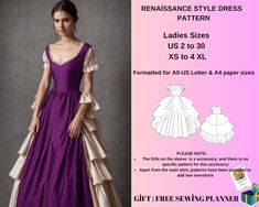 Renaissance victorian fantasy cosplay dress pattern  Long Sleeve Maxi Flare Skirt Dress + Corset Top Set, available as an instant download (pdf) sewing pattern bundle with a range of size options, including plus sizes (No added belt Pattern) ⭐US Sizes: 2, 4, 6, 8, 10, 12, 14, 16, 18, 20, 22, 24, 26, 28, 30 ⭐Standard Sizes: XS, S, M, L, XL, 2XL, 3XL, 4XL ⭐These patterns are suitable for A4, A0, and US Letter size papers. ⭐Once your payment is processed, you will automatically receive download lin Fitted Princess Victorian Dress Costume, Fitted Princess Style Victorian Dress Costume, Medieval Fitted Ruffle Dress, Medieval Fitted Dress With Ruffles, Medieval Style Fitted Ruffle Dress, Fitted Medieval Princess Dress For Fantasy Events, Fitted Princess Style Medieval Dress For Fantasy Events, Medieval Ruffle Dresses For Costume Party, Medieval Ruffled Dresses For Costume Party