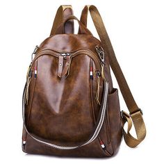 Find ideas๏ฟฝand inspiration for Women Leather Backpack Shoulder Satchel Vintage School Travel Bag , Women's Bags Handbags Mini Mochila, Brown Leather Backpack, Women Leather Backpack, Girls School, Genuine Leather Jackets, Unisex Accessories, Bags Fashion, Girl Backpacks, Backpack Purse