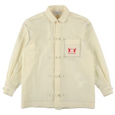 We want to introduce you to the kung fu shirt jacket in off-white nylon fabric. Chinese buttons on the front and cuffs were made by tying the same fabric as the body. The pleated design on the back gives it an A-line, relaxed-fit silhouette that, combined with the round collar, gives it an overly formal look. The seasonal logo tag on the chest patch pocket and the logo tag on the back are proof that this is a limited edition for this season. This piece can be enjoyed as a shirt or as a jacket.  Translated with www. DeepL. com/Translator (free version)  This item is for unisex. NYLON  100%   *Do not iron silk-screen printed names. The ink will dissolve and cause stains. *Please use a laundry net when washing. *Due to the nature of the dyeing process, colors may fade. Please avoid mixed wash Chinese Collar Shirt, Chinese Shirt, Stocking Fillers For Him, Chinese Collar, Maternity Nightwear, Corporate Chic, Stocking Fillers For Her, Logo Tag, Dyeing Process