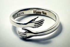 You Will Receive:  1 x 925 Sterling Silver Ring, Personalized Love Hug Ring, Engraved Hand Ring, Couple Lover Ring, Cute Gift, Adjustable Minimalist Hugging Ring Personalized Engraving (15-character limit): We offer an option to have a message personally engraved on the inside of the ring! If you would like this option, the processing is longer but only an additional $5.99! You can include the message of your choice in the "add personalization" section when completing your order, or you can message me on Etsy what you would like engraved. 😃  Weight: 1.9 grams Color: Silver  Material: 925 Sterling Silver  High-Quality Silver! United States 🇺🇸 1-3 Day Shipping Without Engraving Option/5-7 Day Shipping! Germany 🇩🇪 and the UK  4-6 Day Shipping! In All Other Countries, 7-10 Day Shipping! F Minimalist Engraved Ring Stamped 925 For Promise, Meaningful Silver Rings For Valentine's Day, Silver Engraved Open Ring For Mother's Day, Mother's Day Silver Engraved Open Ring, Mother's Day Sterling Silver Engraved Ring, Personalized Sterling Silver Promise Couple Rings, Personalized Sterling Silver Couple Rings For Promise, Sterling Silver Engraved Ring For Valentine's Day, Personalized Sterling Silver Open Couple Rings