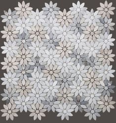 12.5 x 12.75 Carrara White with Blue Marble Daisy Flower Mosaic Mosaics heytiles Flower Mosaic, Mosaic Flowers, Stunning Kitchens, Elegant Bathroom, Blue Marble, Carrara Marble, Accent Walls, Marble Pattern, Mosaic Tile