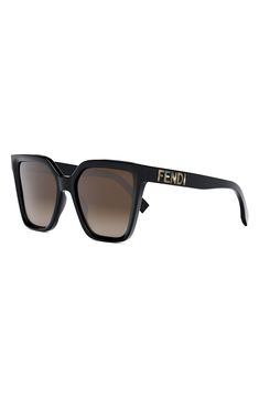 Angular square frames elevate smart Italian-made sunglasses fitted with gradient, UV-protective lenses. 55mm lens width; 18mm bridge width; 140mm temple length 100% UV protection Acetate Made in Italy Geometric Sunglasses, Gradient Brown, Black Gradient, Square Frames, Uv Protection, Temple, Lenses, Bridge, Fendi