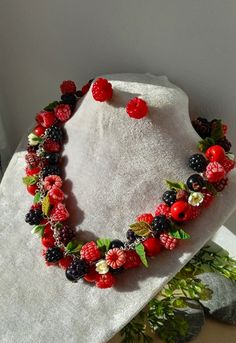 Women Mix of Berries Necklace Raspberry Blueberry - Etsy Canada 2023 Wishlist, Different Outfits, Just Giving, Pendant Necklaces, Beautiful Necklaces, Necklace Etsy, Raspberry, Necklace Lengths, Choker