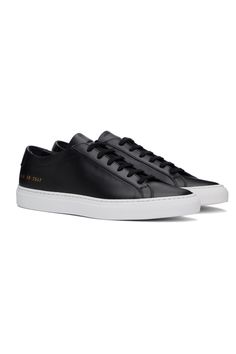 Common Projects: Black Original Achilles Low Sneakers | SSENSE Common Projects, Boots And Sneakers, Low Sneakers, Leather Sneakers, Black Lace, Shoe Boots, Lace Up, Sandals, The Originals