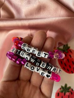 Strawberry Kandi Bracelets Rave Accessories Beaded Jewelry - Etsy