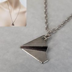 New W/O Tag Paper Orgami Airplane Necklace 20" Chain Airplane Necklace, Mens Accessories Jewelry, Silver Necklaces, Silver Color, Jewelry Accessories, Mens Accessories, Chain, Silver, Color