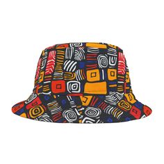 Introducing our Vibrant Bucket Hats, a fusion of African Print and Abstract Colorful Patterns. These bucket hats pay homage to Black culture with a vibrant 90s vibe. Perfect for adding a touch of cultural flair to your wardrobe. Product Features: 🌟 Design: A unique blend of African Print and Abstract Colorful Patterns that celebrate Black culture with a vibrant 90s aesthetic. 🌟 Material: Made with 100% polyester, ensuring high durability and comfort. 🌟 Sizes: Available in two sizes to fit eve Aesthetic Material, Colorful Patterns, 90s Aesthetic, African Pattern, African Wax Print, Wax Print, Bucket Hats, Black Culture, Colorful Abstract