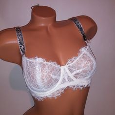 Victoria Secret Bra 32dd Push Up Without Padding White Shine Strap Lace Bling Very Sexy Collection Underwire New With Tags *Bundle To Save Chavonne11 091824 Victoria Secret Bra Outfit, Bra Outfit, Victoria Secret Bras, White Silver, Victoria Secret, Women's Intimates, Push Up, Victoria's Secret, Bra