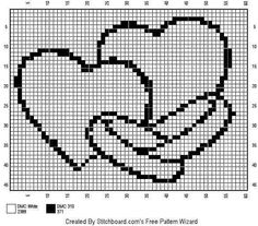 a cross stitch pattern with two hearts on it