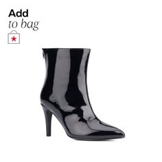 in stock Sleek Ankle-high Patent Leather Heels, Shiny Black Patent Leather Heels, Fashion To Figure, Wide Boots, Rubber Heels, Fashion Boots, Heeled Boots, Heel Height, Shoe Boots