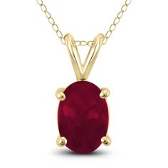 A beautiful pendant necklace featuring a genuine prong set 6x4mm oval shaped ruby gemstone. The durable basket setting is crafted in 14K yellow gold. The pendant hangs from an 18 inch chain also crafted in 14K yellow gold. Beautiful Pendant Necklace, Basket Setting, Ruby Pendant, Stylish Watches, Women Men Shoes, Ruby Gemstone, Memorable Gifts, Online Jewelry, Amazing Jewelry