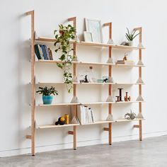 Branch-1 Shelving Unit by Gus Modern - Blonde Uprights/White Brackets/Blonde Shelves Small Desk Area, Desk Units, Home Office Set Up, Office Shelving, Display Area, Black Shelves, Modular Shelving, Salon Interior Design, Shelving Systems