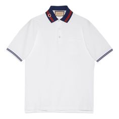 GUCCI Cotton piquet polo with Interlocking G 'White Blue' 658067-XJDI2-9692 Gucci Cotton Short Sleeve Polo Shirt, Gucci Cotton Polo Shirt, Classic Gucci Cotton Polo Shirt, Casual Gucci Cotton Polo Shirt, Gucci Classic Cotton Polo Shirt, Gucci Casual Collared Polo Shirt, Casual Gucci Polo Shirt, Casual Gucci Collared Polo Shirt, Gucci Classic Short Sleeve Polo Shirt