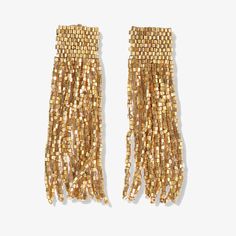 Marilyn Solid Beaded Fringe Earring Gold SHORT FRINGE Fringe Earring, Derby Fascinator, Beaded Fringe Earrings, Alloy Earrings, Earring Gold, Human Hand, Gold Line, Beaded Fringe, Accessories Jewelry Earrings