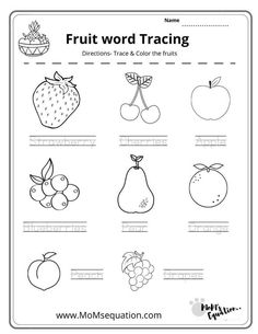 fruit word practice worksheet for kids