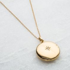 "14k Gold Vermeil Engraved Initial Locket Necklace with Diamond Detail 150.00 100k10 Elizabeth Jewelry, Necklace Locket, Engraved Locket, Gold Locket Necklace, Necklace With Diamond, Dainty Diamond Necklace, Engraved Initials, Gold Locket, Buy Necklace