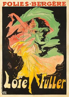 an old poster with a woman dancing in the air and words below it that read follies - bergre