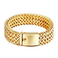 High polished Gold Stainless Steel Chain Bracelet for men Stainless Steel Bracelet Men, Engraved Cuff, Color Bracelet, Wire Bangles, Gold Bracelets, Mesh Bracelet, Bangle Bracelets With Charms, Hinged Bracelet, Gold Bangle Bracelet