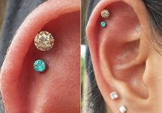 three different types of ear piercings with the words, diamond heart body piercing on them