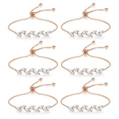 PRICES MAY VARY. 【High-quality Material】Bridesmaid Leaf bracelet with cubic zirconia,Endless Shine. Made of copper, no fading, no distortion, reliable and full of charm, serviceable and skin friendly, featuring fine workmanship, has a smooth surface and clear texture, which will bring you a comfortable wearing experience. 【Adjustable Size】An adjustable sliding closure to fit any wrist size,Maximum adjustable size 8.5 Inches,Easy to slide on and slide off. Our bridesmaid bracelet is the perfect e Wedding Bridesmaid Proposal, Bridesmaid Bracelet Gift, Tie A Knot, Bridesmaids Gift Sets, Bracelet Wedding, Leaf Bracelet, Bracelet I, Bridesmaid Jewelry Sets, Bracelet Design