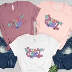 Birthday Girl Shirt, Years for Party Girl shirt, Thirteen Year Old Party, Youth Birthday Girl Shirt, Young Girl party, Colorful T shirt Name-Printed Alphabet T-Shirts: A Beautiful Addition for You and Your Loved Ones Enhance the charm of your wardrobe with our name-printed alphabet t-shirts, perfect for you, your students, your baby, children, toddlers, girls, or daughter. These customized, personalized alphabet name and letter t-shirts are waiting for you! Whether you're shopping for yourself or looking for the perfect gift, this t-shirt is sure to delight! Perfect for Various Occasions: Back to school First day of school Kindergarten Any school-related events Premium Quality: Proudly printed in the USA Side seams for a structured fit Shoulder-to-shoulder taping for added durability Unise Trendy Pink Tops For Birthday, Trendy Pink T-shirt For Birthday, Pink Birthday Shirt For Summer, Pink Birthday Top With Funny Print, Pre-shrunk Pink Shirt For Birthday, Pink Summer Birthday Shirt, Casual Pink Shirt For Birthday, Trendy Birthday T-shirt For Spring, Pink T-shirt For Birthday In Summer