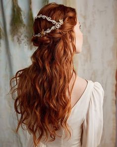 Achella Wedding Hair Up, Bridal Hair Inspiration, Long Red Hair, Beautiful Curls, Princess Hairstyles, Wedding Hair Down, Long Red, Half Up