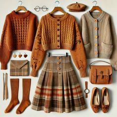 Preppy Cottagecore Outfits, Ron Weasley Inspired Outfits, Fall Cottagecore Outfits, Dark Academia Outfit Aesthetic, Autumn Color Palette Fashion, Magic Clothes, Golden Globes Red Carpet, Cottagecore Outfits, Fairytale Fashion