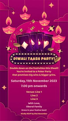 the diwali tash party flyer