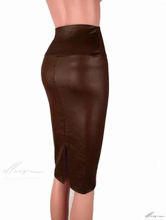 Elluis - Stylish and Sophisticated: Matte Faux Leather High-Waisted Pencil Skirt High Waisted Pencil Skirt, Wrap Around Skirt, Slip Skirt, Midi Skirt Pencil, Faux Leather Fabric, Knee Length Skirt, Types Of Skirts, Leather Fabric, Pencil Skirt