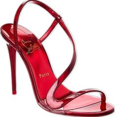 Luxury Slingback Sandals With Red Sole, Elegant Red Sandals For Formal Occasions, Elegant Red Sandals With 4-inch Heel, Designer Slingback Heels With Red Sole, Elegant Red Sandals, Elegant Red Evening Sandals, Party Sandals With Red Sole And Slingback, Red Slingback Sandals For Evening, Luxury Red Pointed Toe Sandals