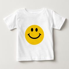 Retro Yellow Happy Face Baby T-Shirt?rf=238531712833369200 Smiley Face Clothing, Cartoon Smile, Yellow Smiley Face, Retro Yellow, Cartoon Faces, Top Baby Products, Good Smile, Baby T Shirt, Consumer Products