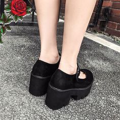 Step up your style game with these Black Lolita Platforms! 👠✨ Perfect for kawaii cosplay and gothic Harajuku looks. Get yours now! #FashionGoals #KawaiiStyle #CosplayLife #kawaiifashionco Kawaii Platform Heels With Round Toe, Punk Synthetic Heels For Streetwear, Punk Style Synthetic Heels For Streetwear, Synthetic High Heel Cosplay Shoes, Black Chunky Platform Heels For Alternative Fashion, Synthetic High Heels For Cosplay, Alternative High Heel Halloween Heels, Halloween Platform Heels For Alternative Fashion, Harajuku Style Round Toe Synthetic Heels