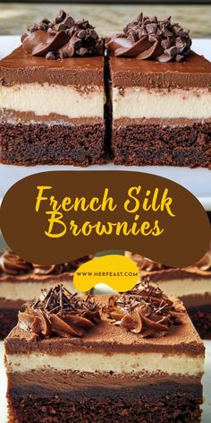 french silk brownies with chocolate frosting on top