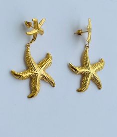 ❤︎ Large Sea Star Pendant -Boho earrings Sea Star Earrings, Bohemian Gold Starfish Jewelry, Elegant Handmade Starfish Earrings, Bohemian Star-shaped Nickel-free Earrings, Gold Starfish Earrings Nickel Free, Gold Nickel-free Starfish Earrings, Nickel-free Gold Starfish Earrings, Jewellery Photo, Lagoona Blue