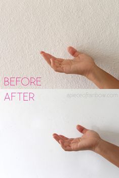 two hands are shown with the words before and after painted on their walls in pink