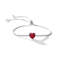 The bolo bracelet is easy to adjust the size to fit for your wrist. Treat yourself or surprise her with this meaningful piece.Weight: 3.79 gMaterial: Stone Type: Jeulia® StonePlating Color: SilverBracelet Size: 250 mm Elegant Heart-shaped Adjustable Bracelets, Elegant Heart Bracelet With Adjustable Chain, Heart Shaped Adjustable Jewelry Gift, Heart-shaped Adjustable Jewelry For Gifts, Heart-shaped Adjustable Jewelry As Gift, Elegant Adjustable Heart Bracelet As Gift, Heart-shaped Adjustable Jewelry Gift, Dainty Heart Bracelet For Promise, Adjustable Red Bracelets For Anniversary