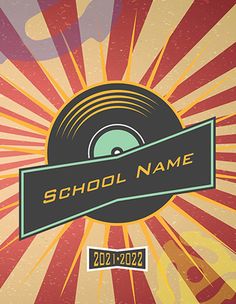 an old school poster with a vinyl record in the center and sunburst around it