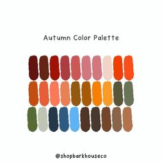 the color palette for autumn in shades of red, orange and green