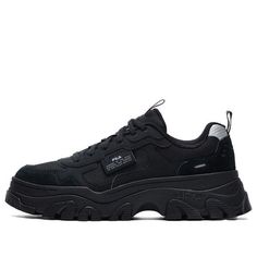 (WMNS) FILA Hike Low Chunky Sneakers GS Black F12W134158FBK (SNKR/Low Top/Women's/Non-Slip/Dad Shoes/Wear-resistant/Gift Recommend/Shock-absorbing) Trendy Streetwear Sneakers With Vibram Sole, Casual Chunky Sneakers For Streetwear, Sporty Chunky Sneakers With Lug Sole For Streetwear, Urban Chunky Sneakers With Vibram Sole For Streetwear, Urban Chunky Sneakers For Jogging, Black Sneakers With Lug Sole For Streetwear, Low-top Chunky Sneakers With Lug Sole For Sports, Urban Mid-top Chunky Sneakers For Streetwear, Sporty Chunky Sneakers With Vulcanized Sole