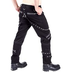 A stylish clothing that is hip hop and punk. It is fashionable, stylish, and it will look great on anyone who wears it. Do you wanahavit? Steampunk Pants, Chain Pants, Hip Hop Trousers, Gothic Mode, Gothic Pants, Mens Trousers Casual, Rings Metal, Black Punks, Rock Punk