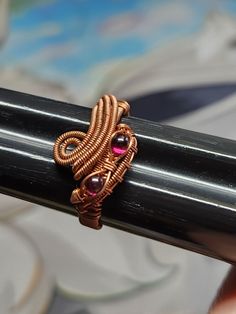 Handmade Wire Wrapped Ring! 2 Bright Red Garnet Cabs In Copper Wire- Size 8.5 Beautiful natural Garnet cabs set in copper- Red Adjustable Wire Wrapped Rings, Adjustable Red Wire Wrapped Rings, Adjustable Pink Copper Jewelry, Red Copper Wire Jewelry Gift, Handmade Red Copper Jewelry, Wire Wrapped Ring, Handmade Wire Wrapped, Wire Wrapped Rings, Handmade Wire