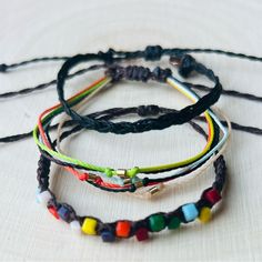 New Colorful Adjustable Woven Bracelets -Set Of 3 -100% Handmade -Made With High Quality Materials: -Waterproof Waxed Brazilian Cord -Waterproof Waxed Cord -Glass Beads - Stainless Steel Mini Tube Beads -Bundle And Save -Reasonable Offers Accepted -I Regularly Leave The Adjustable Straps Of The Bracelet A Little Long To Be Sure That It Can Adapt To Any Size Of The Wrist Of The Hand, If You Wish You Can Ask Me To Make Them A Smaller Size If You Wish. Everyday Yellow Beaded Friendship Bracelets, Yellow Bohemian Friendship Bracelets For Everyday, Bohemian Yellow Friendship Bracelets, Yellow Bohemian Friendship Bracelets, Chunky Stone Necklace, Butterfly Charm Bracelet, Vintage Sterling Silver Charms, Handmade Jewelry Bracelets, Circle Bracelet