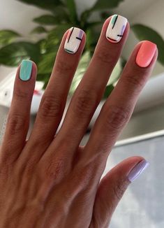 Colourful Summer Nails, Regular Nails, Nails For Summer, Summer Gel Nails, Hello Nails, Short Gel Nails, Nail Colour, Minimal Nails, Summery Nails