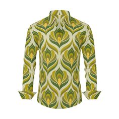 Step into the groove of the 70s with our Green Damask Shirt for men – a tribute to the iconic fashion of the era. This 70s Clothing Men piece captures the essence of the hippie and boho styles, offering a groovy and retro-inspired design. The shirt features a mesmerizing green damask pattern that exudes sophistication and charm, making it a perfect choice for those who appreciate the timeless allure of mid-century fashion.Crafted from high-quality 100% polyester, this Retro Shirt Men ensures bot Groovy Shirt, 70s Clothing, Mid Century Fashion, 70s Shirts, Vintage Aesthetics, Hippie Shirt, Modern Boutique, Iconic Fashion, Clothing Men