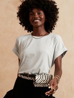 Timeless Roll-Sleeve T-Shirt | Banana Republic Factory Essential Wardrobe Pieces, Essential Wardrobe, Banana Republic Factory, Wear It, Wardrobe Essentials, Banana Republic, Dress Up, Short Sleeves, Crew Neck