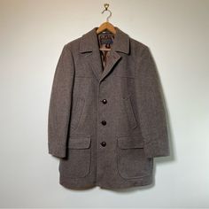 Vintage Pendleton Wool Coat Size 42 (Fits Like M/L) Brown And Tan Houndstooth Amazing Wool Coat, 4 Ftonr Pockets, Leather Covered Buttons, Fully Lined And Padded. Very Warm, Structured, Super Flattering. Dry Clean Only. 100% Virgin Wool Made In Portland, Oregon, Usa Approximate Measurement: Pit To Pit: 24" Length: 36" Nwot, Never Worn Nor Washed Tailored Brown Wool Coat With Pockets, Fitted Brown Wool Coat For Business Casual, Tailored Brown Single Breasted Pea Coat, Classic Single Breasted Long Tweed Jacket, Classic Long Tweed Jacket, Single Breasted, Brown Wool Coat With Welt Pockets For Winter, Tailored Brown Wool Outerwear, Classic Wool Coat With Pockets For Winter, Brown Fitted Wool Coat With Lapel Collar