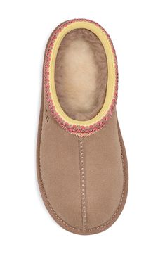 Sunburst Logo, Embroidered Slippers, Pink Uggs, Pink Stitch, Slouch Socks, Ugg Tasman, Geometric Embroidery, Suede Slippers, Kids Uggs